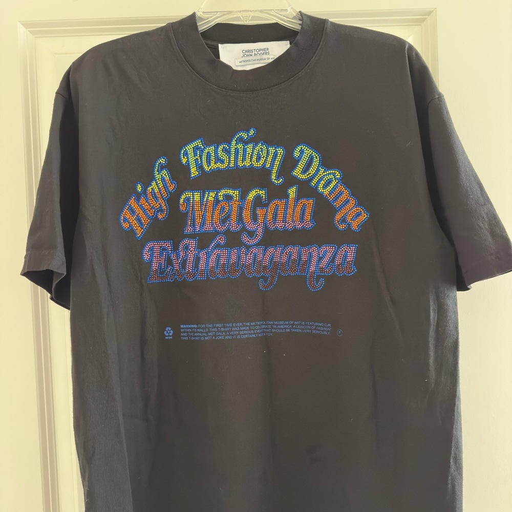 Christopher John Rogers Black Tee with Colorful Graphic